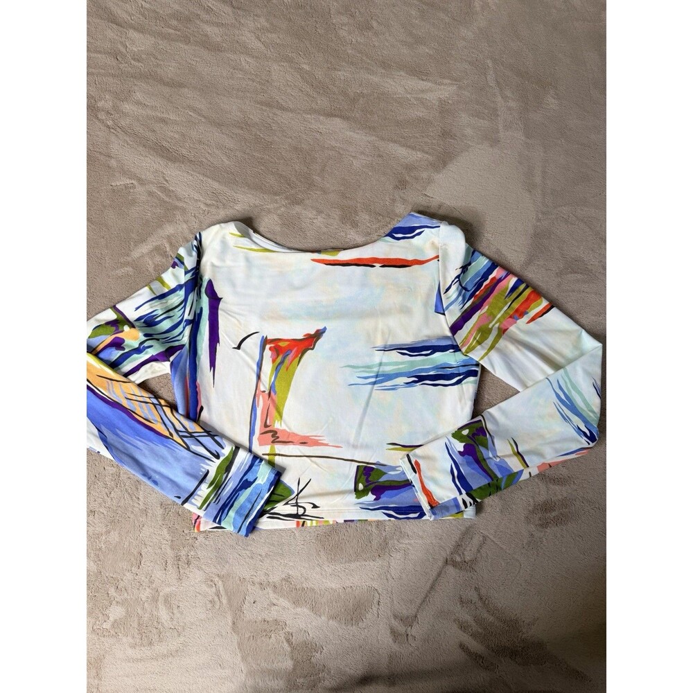 CALIA Women's Swim Cropped Rashguard, Small - Tahitian Print Size M - Picture 6 of 12